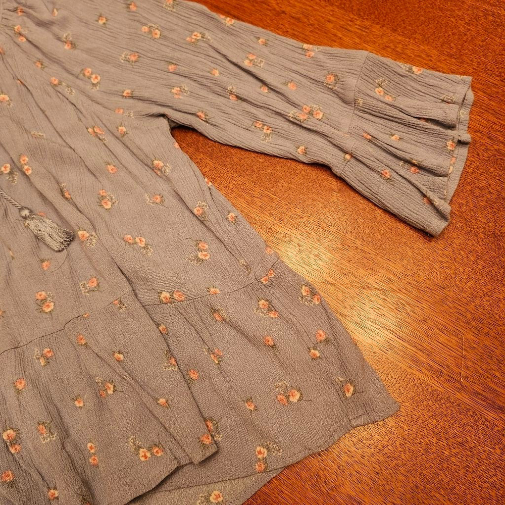 Women's Hippie Rose Blue Floral Blouse L A2 - Picture 3 of 5